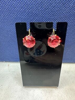 Pink Stone Screw Back Earrings